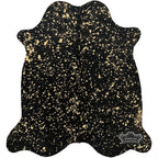 Metallic Gold Devore on Black Cowhide Rug