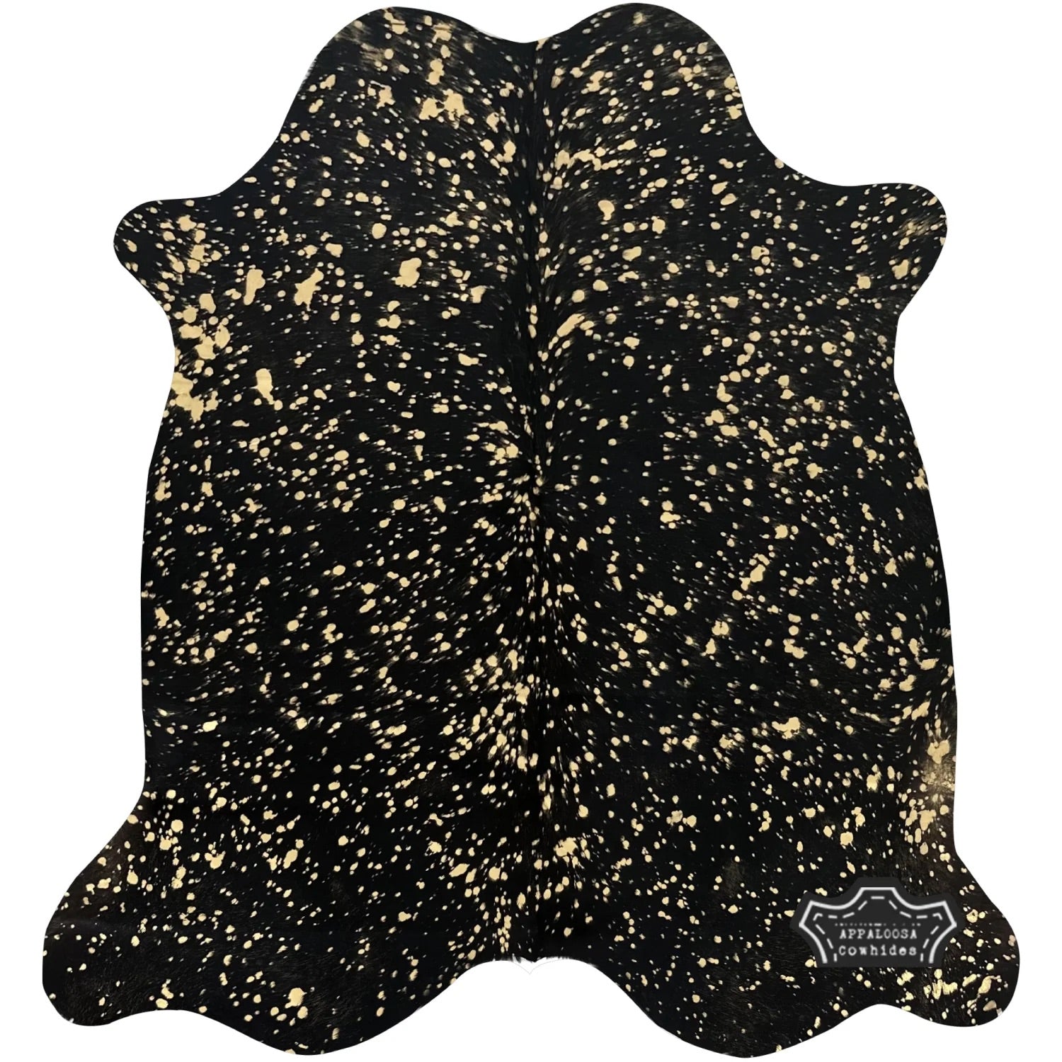 Metallic Gold Devore on Black Cowhide Rug