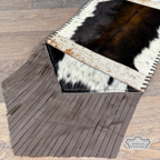 Salt and Pepper Cowhide Plain Table Runner