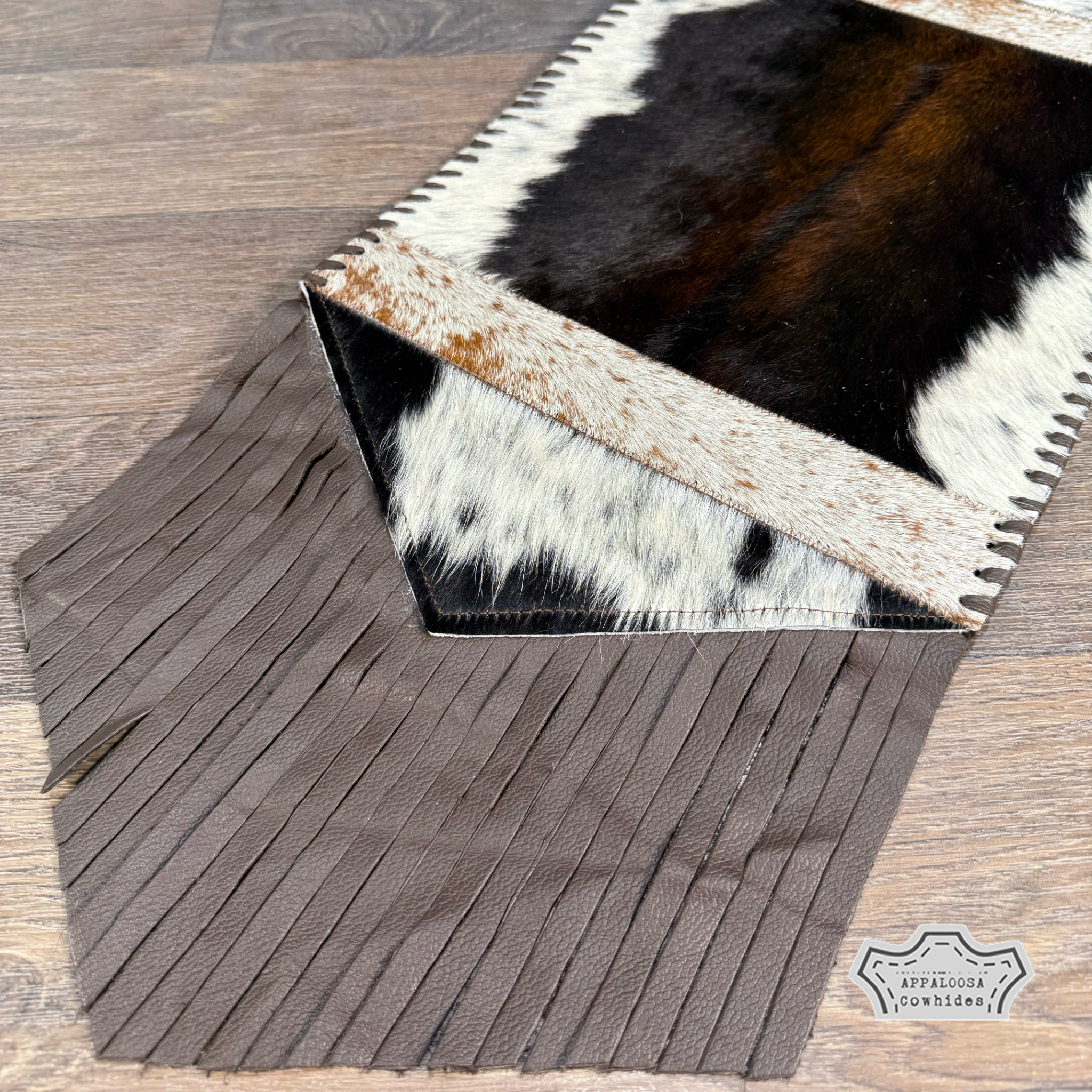 Salt and Pepper Cowhide Plain Table Runner