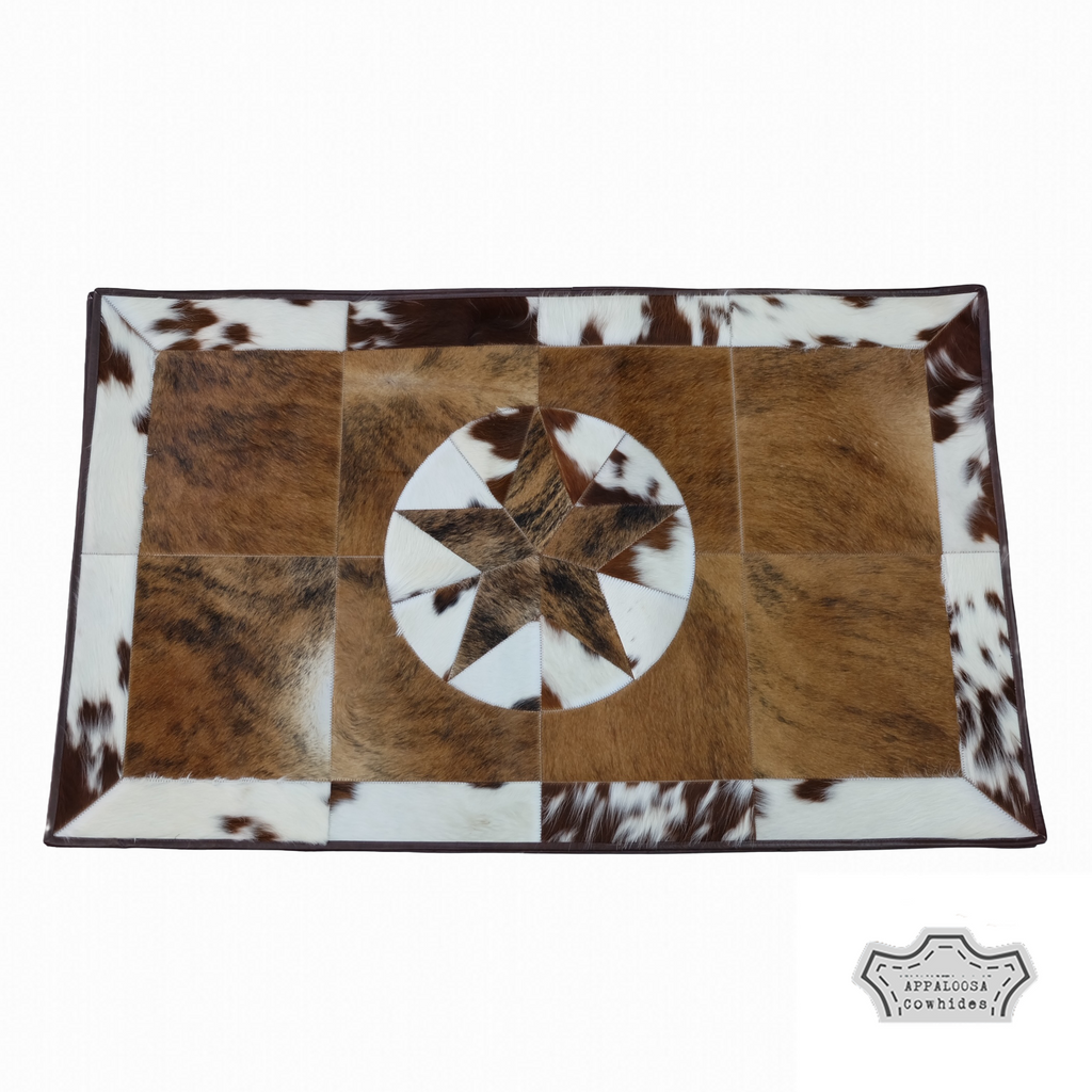 Tricolor Cowhide Rectangular Star Rug