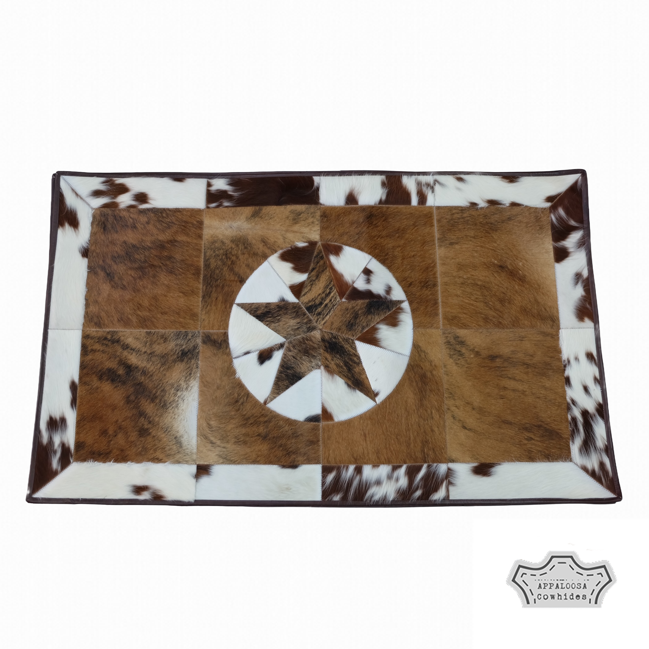 Tricolor Cowhide Rectangular Star Rug