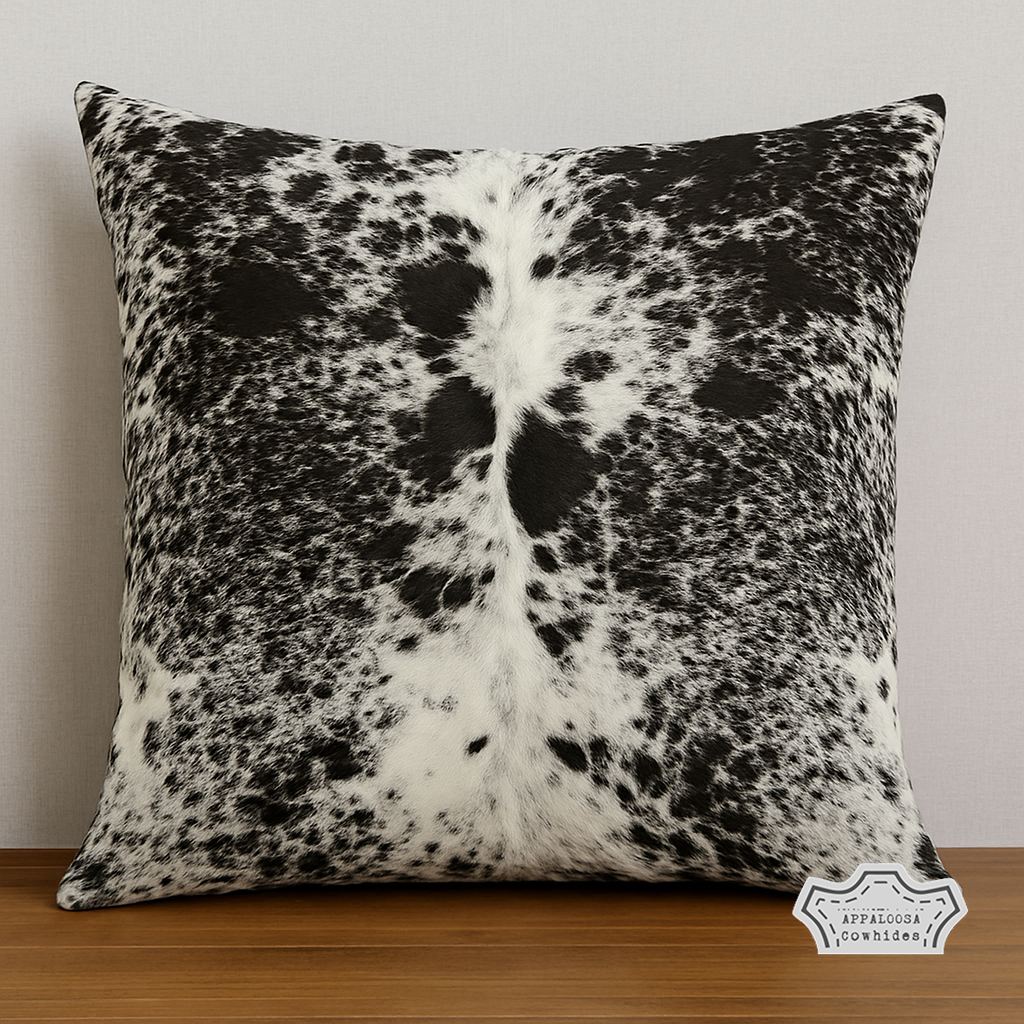 Pillow Cover Salt & pepper Cowhide