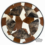 Tricolor Single Star Cowhide Round Rug