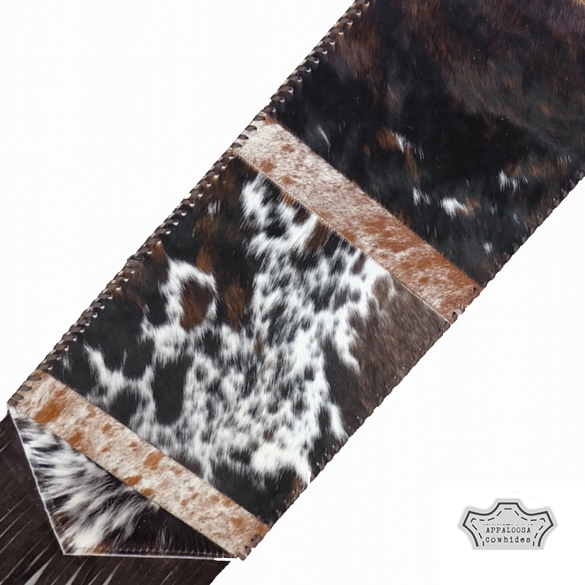 Cowhide Tricolor Plain Table Runner